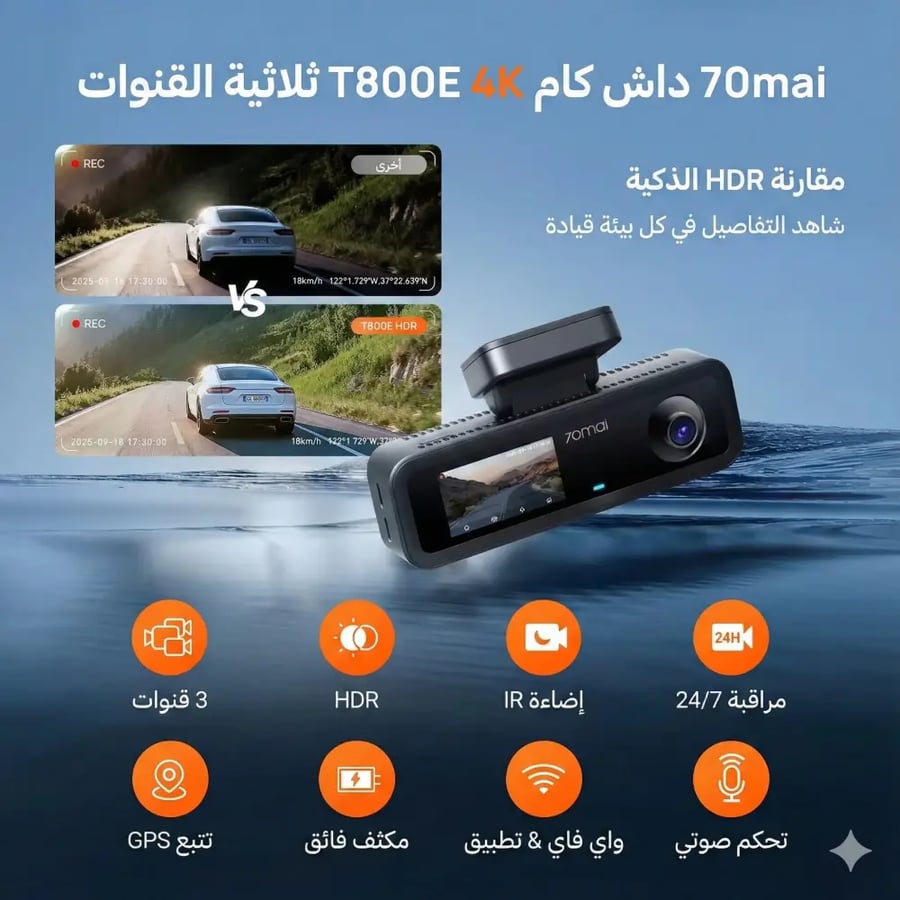 Dash cam 3 cameras 70mai T800E