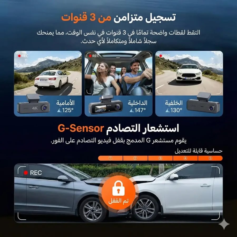 Dash cam 3 cameras 70mai T800E