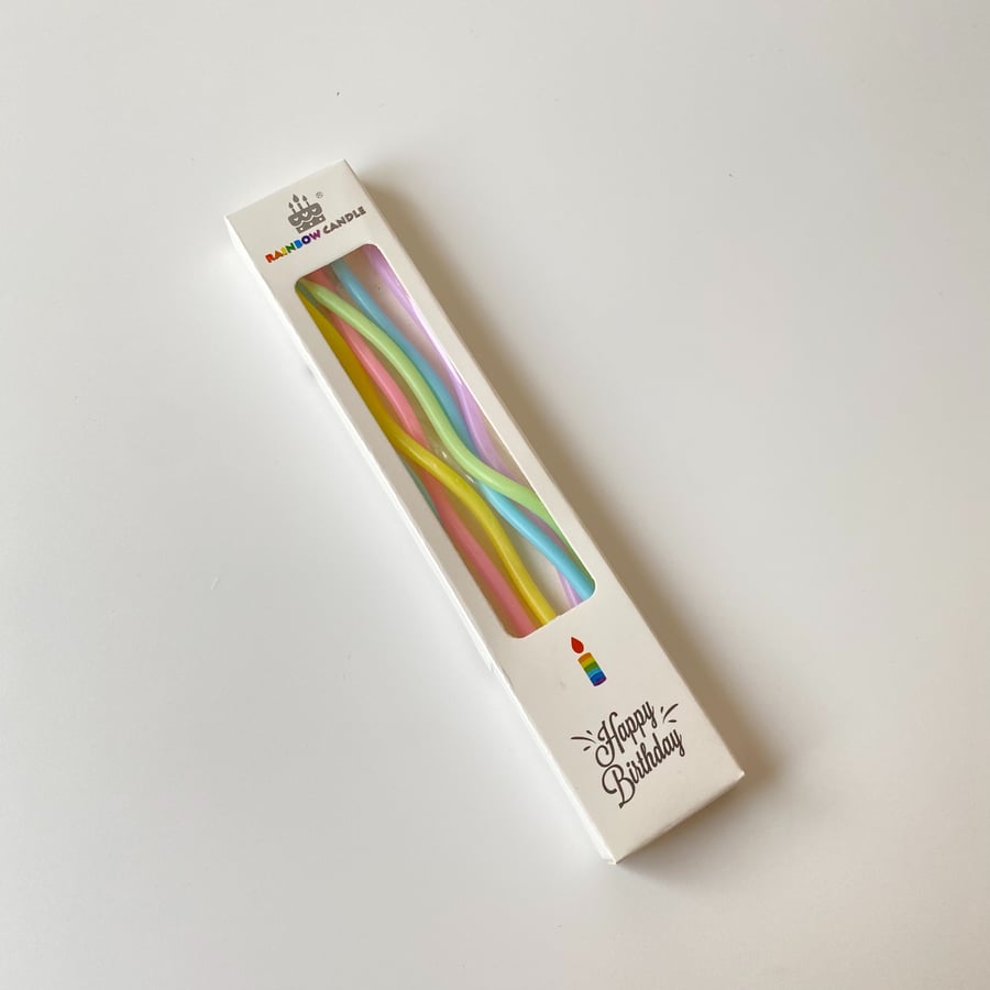 Set of 5 Swirly Rainbow Candles