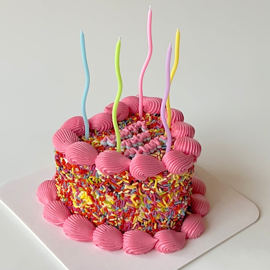 Set of 5 Swirly Rainbow Candles