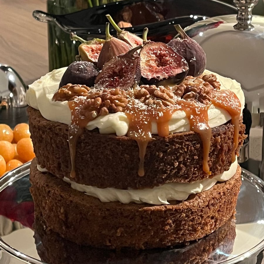 Naked Carrot Cake w/figs and caramel