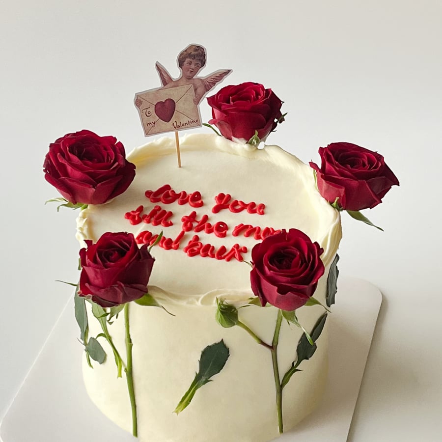 Tall Red Roses Cake