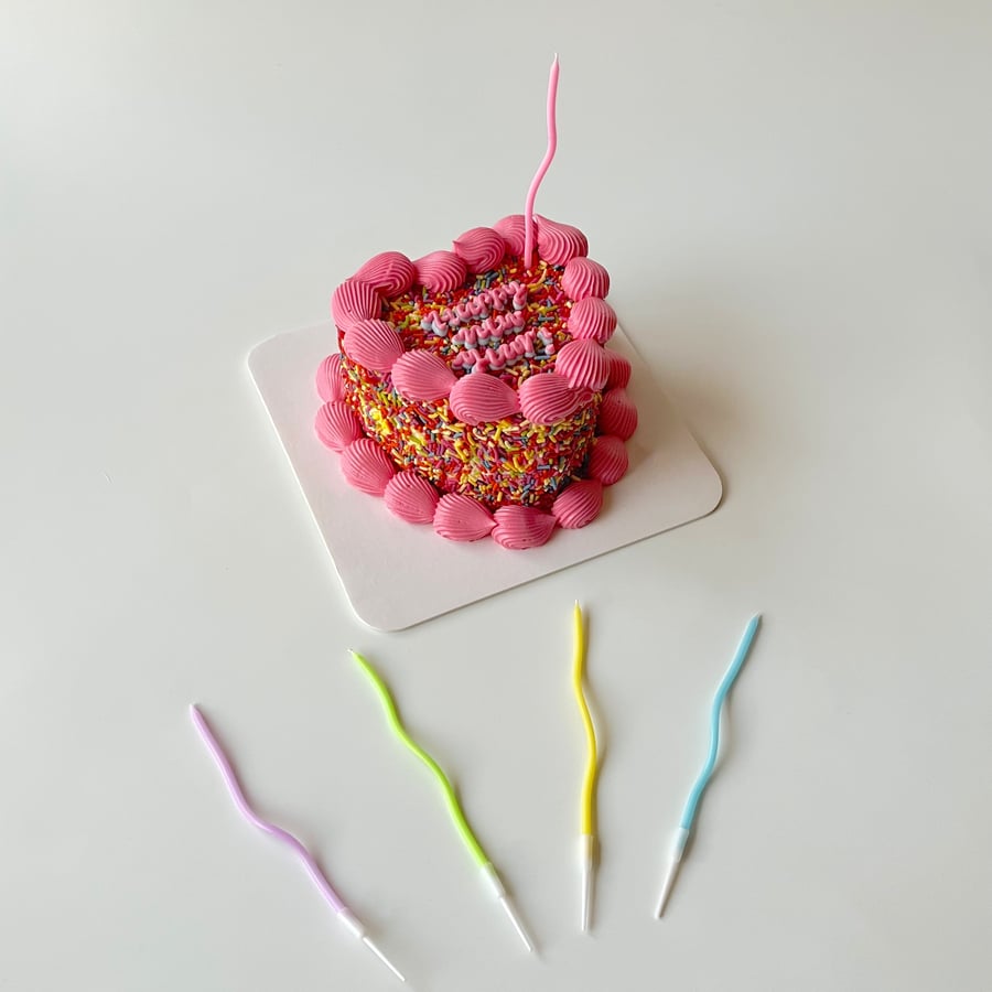 Set of 5 Swirly Rainbow Candles