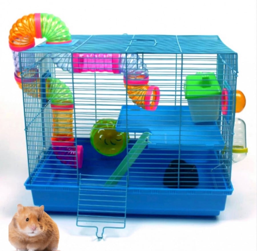 قفص هامستر وجربوع مكون من طابقين - حجم كبير Hamster Cage Single Layer Suitable For Syrian Dwarf Hamster, Gerbil, Mouse-Large