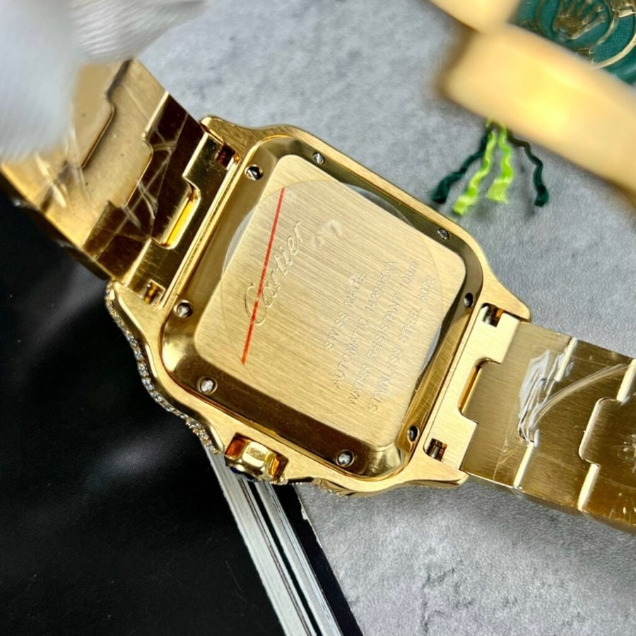 Cartier Santos de Cartier Yellow Gold Iced Out Diamond