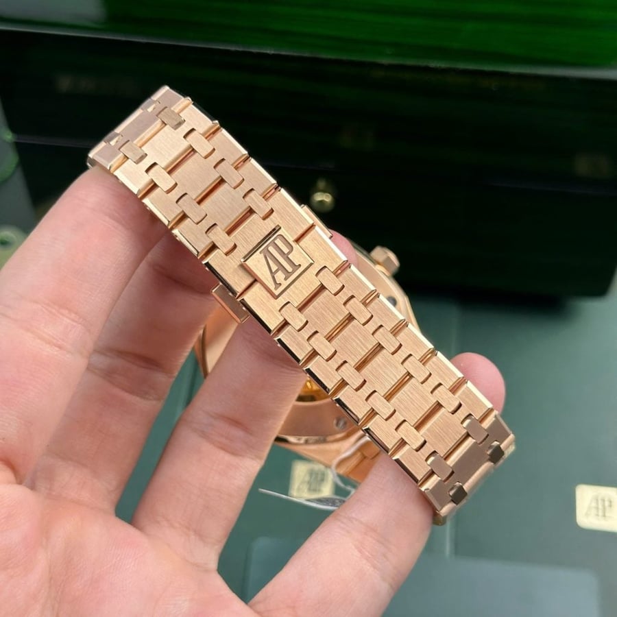 Audemars Piguet Royal Oak 41mm 18K Pink Gold Black Grande Tapisserie Dial Bracelet 15400OR.OO.1220OR.01