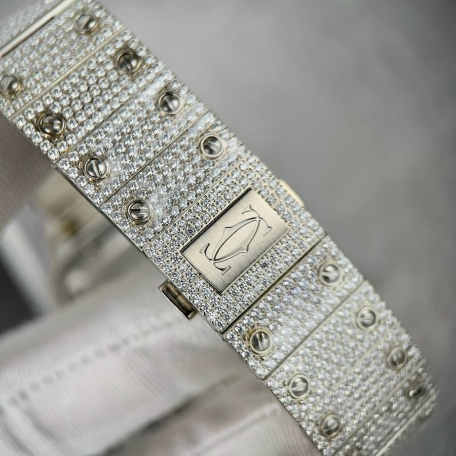 cartier santos with stone bezel 39.8mm