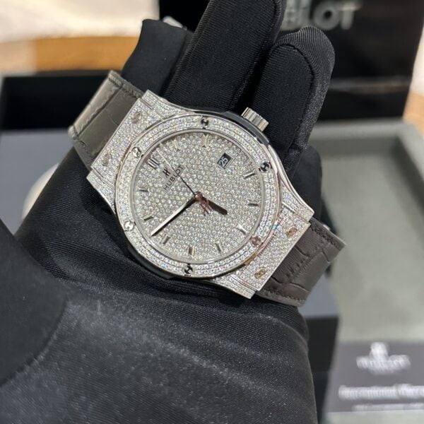 Hublot Classic Fusion Custom Watch, fully set with moissanite and diamonds, 42mm