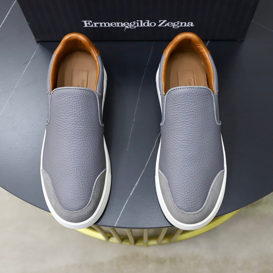حذاء رياضي Zegna منخفض الارتفاع سهل الارتداء باللون الرمادي