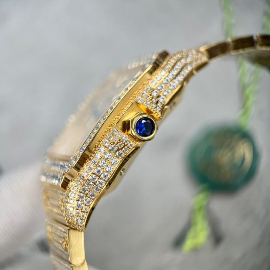 Cartier Santos de Cartier Yellow Gold Iced Out Diamond