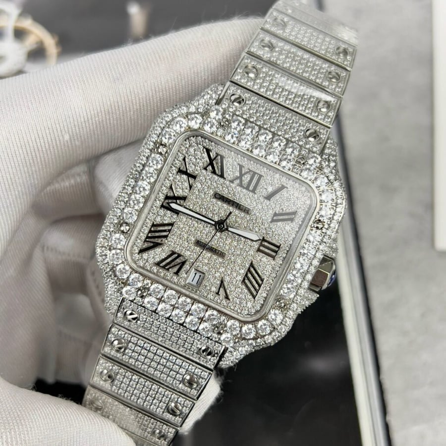 cartier santos with stone bezel 39.8mm