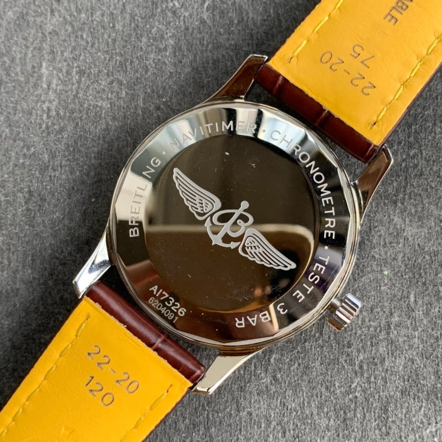 بريتلينغ نافيتيمر رجالي 41 ملم ستيل ميناء أزرق سوار جلد بني ⌚💙