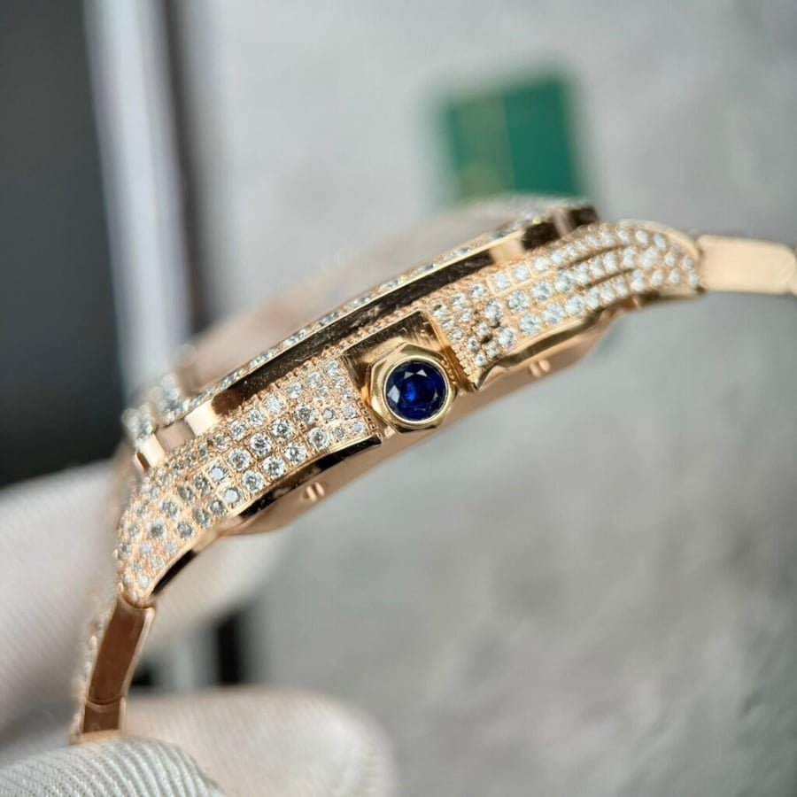 Cartier Santos de Cartier Rose Gold Iced Out Diamond