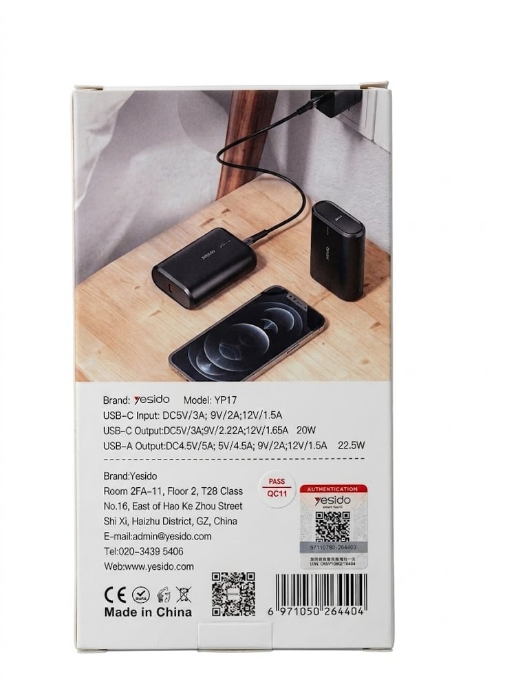 Yesido YP17 mini power bank - with a capacity of 10000 mAh and power of 22.5 watts