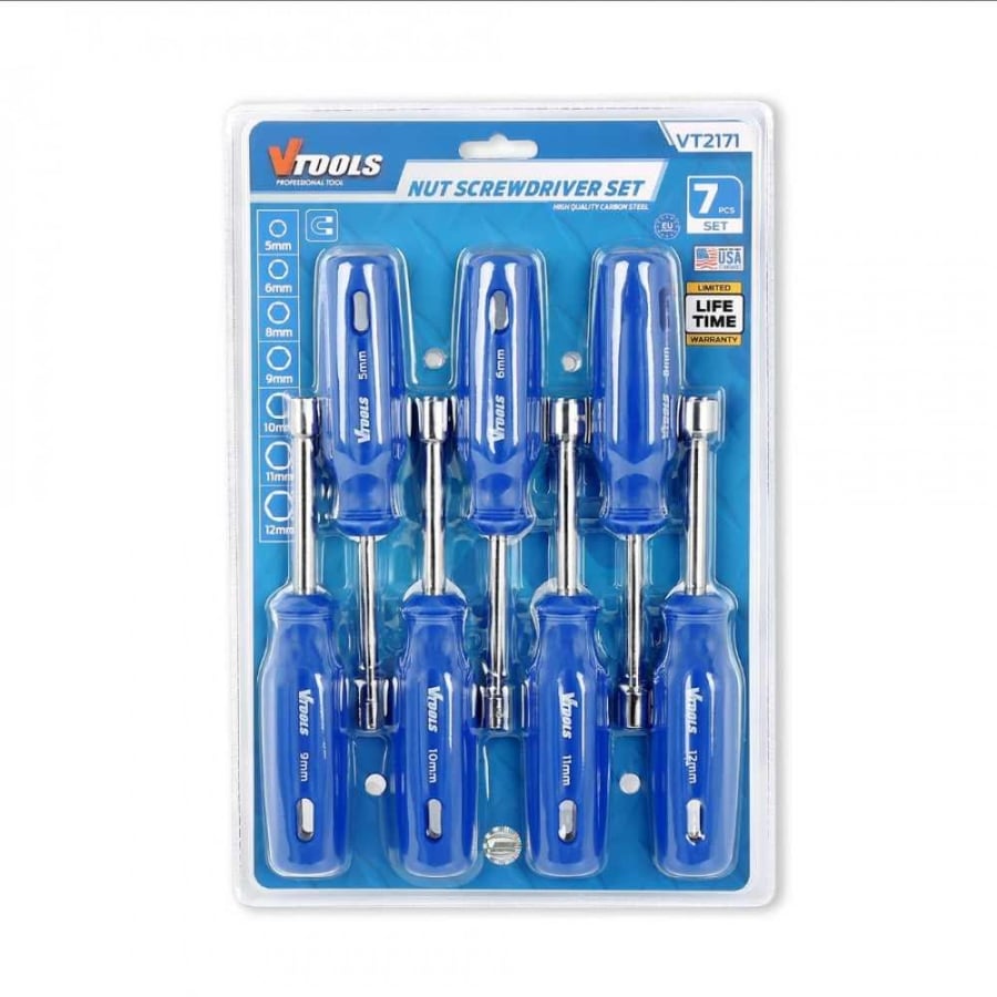 مجموعة مفكات براغي سداسية 7 قطع - PCS Nut Screwdriver Set - VTOOLS (VT2171)