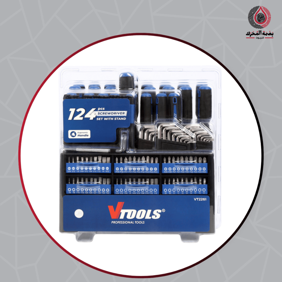 مجموعة مفكات احترافية 124 قطعة - 124 PCS Screwdriver Set with Stand - VTOOLS (VT2201)