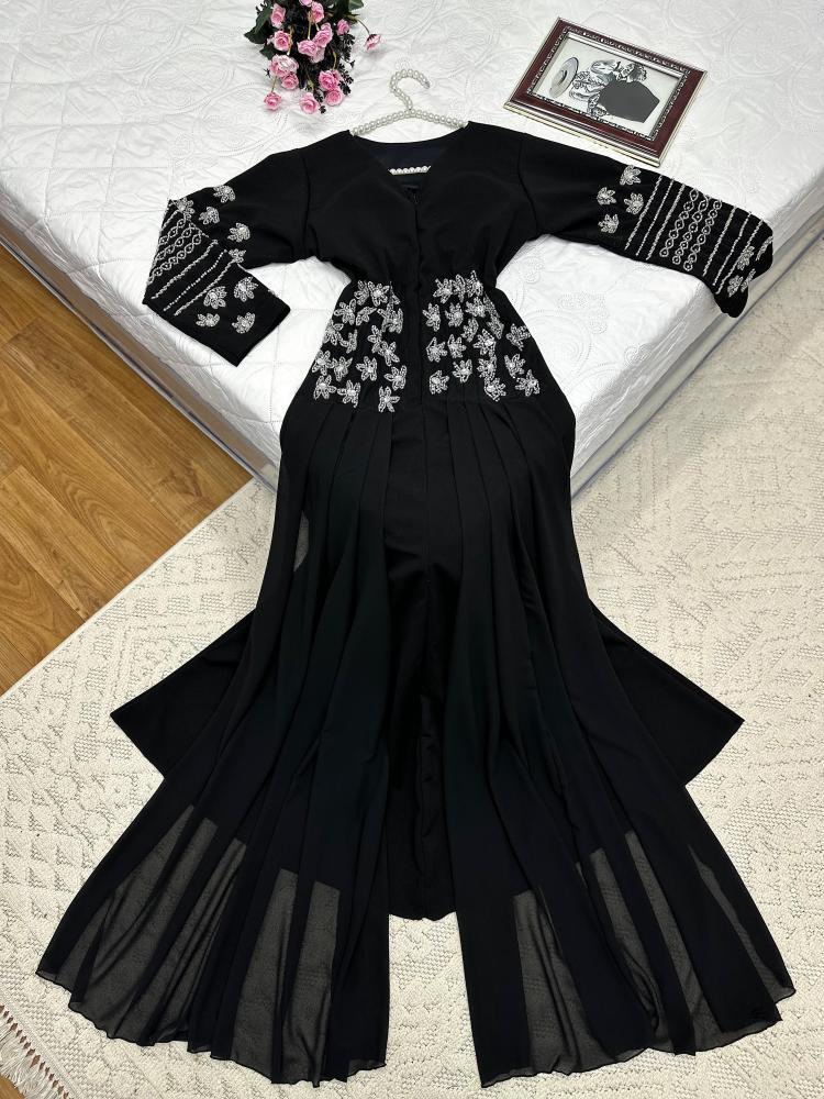 فستان نسائي كريب ستريتش تطريز