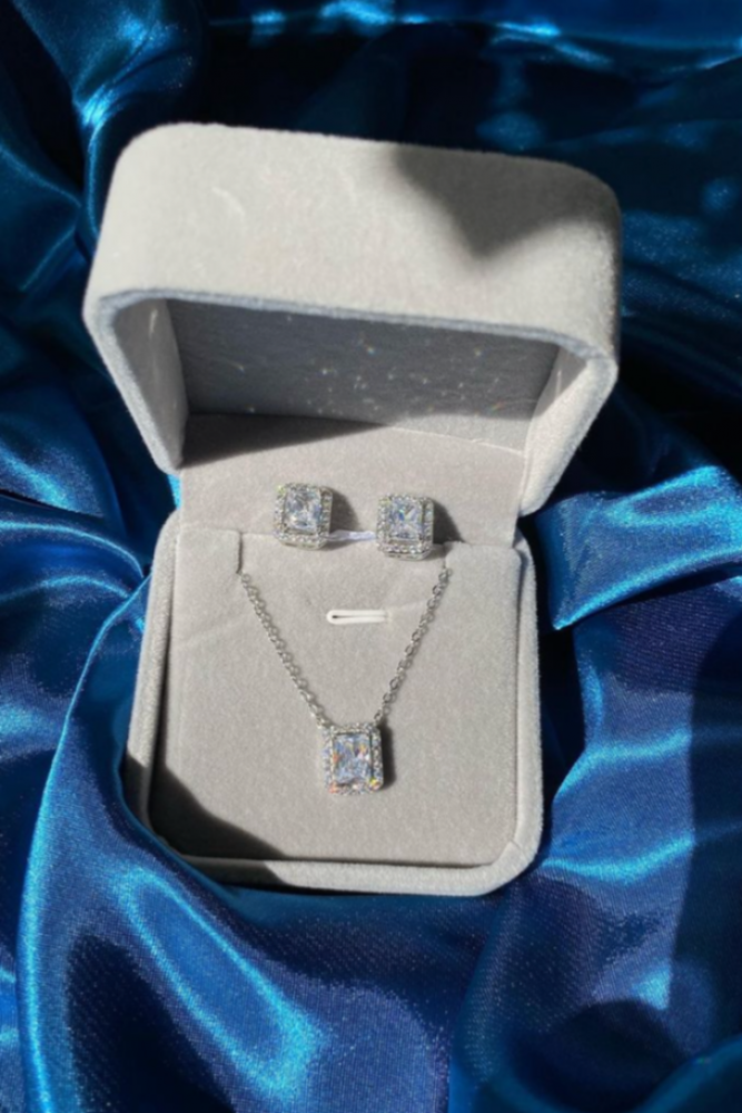سلسال وحلق فضه عيار925