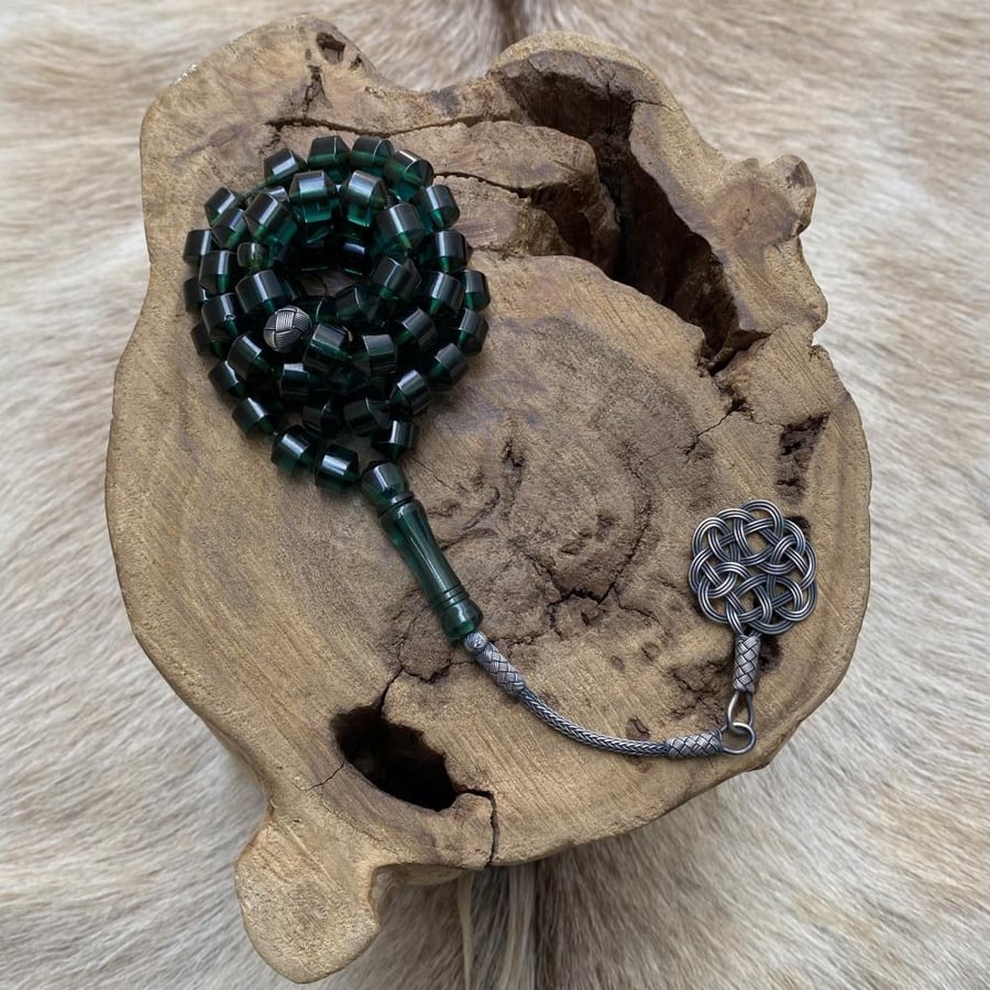 Saffron-colored rosary - Silver Tarbouzona