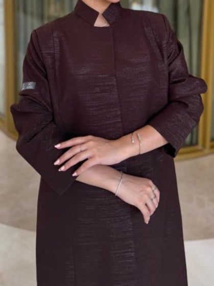 بليزر كريب لامع كحلي صيفي مبطن