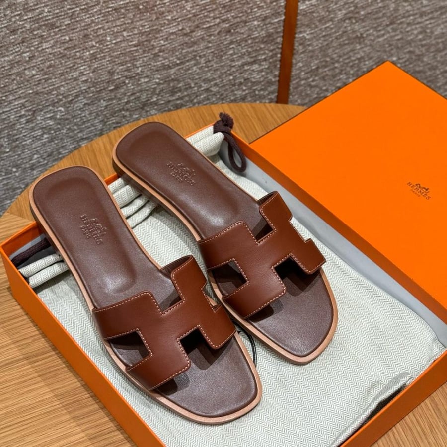 Hermès Dark Brown Oran Swift Sandals