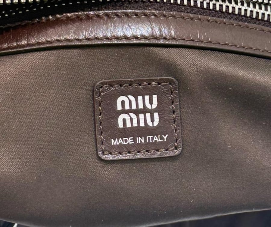Shiny leather top handle
