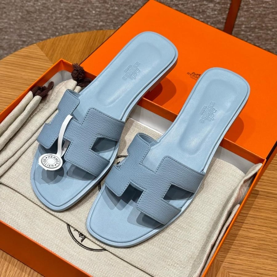 Hermès Oran blue epsom Sandals