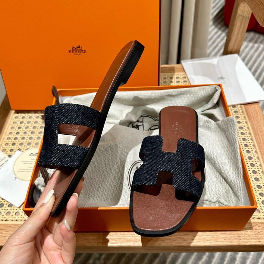 Hermes Oran Denim Sandals