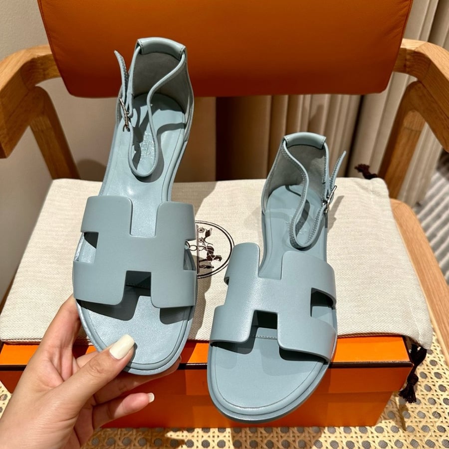 Hermès blue Santorini Swift sandal