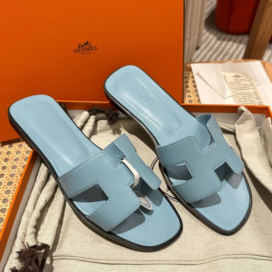 Hermès Oran blue Swift Sandals