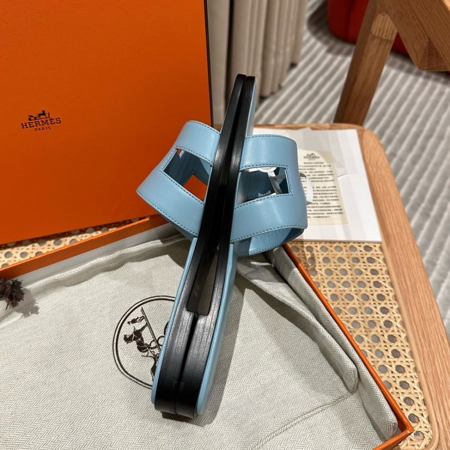 Hermès Oran blue Swift Sandals