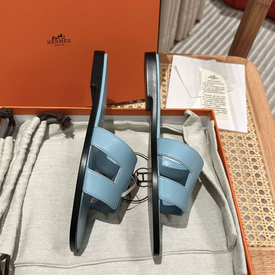 Hermès Oran blue Swift Sandals