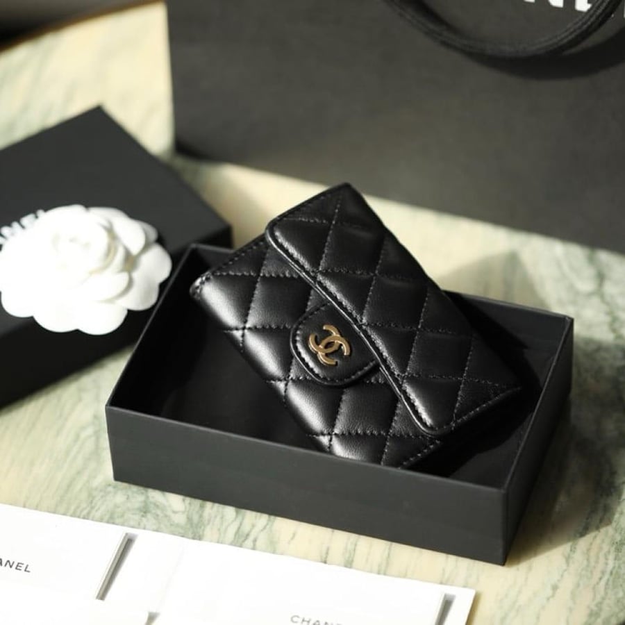 Chanel wallet lambskin leather