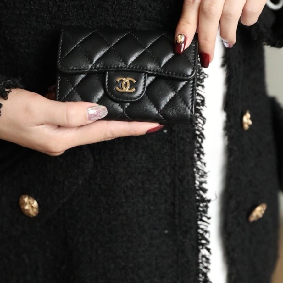Chanel wallet lambskin leather