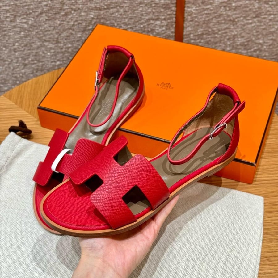 Hermès Red Santorini epsom sandal
