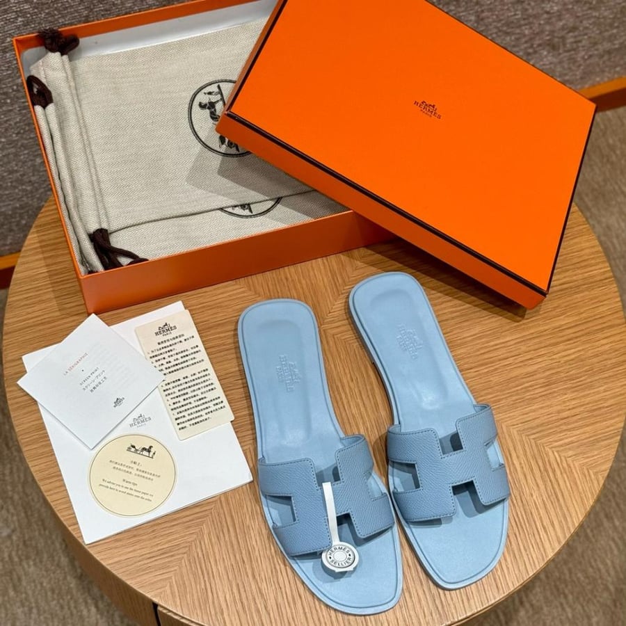 Hermès Oran blue epsom Sandals