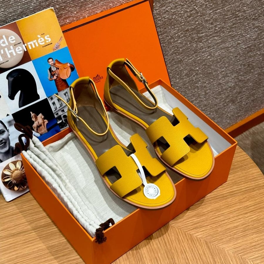 Hermès Santorini Yellow Swift Sandals