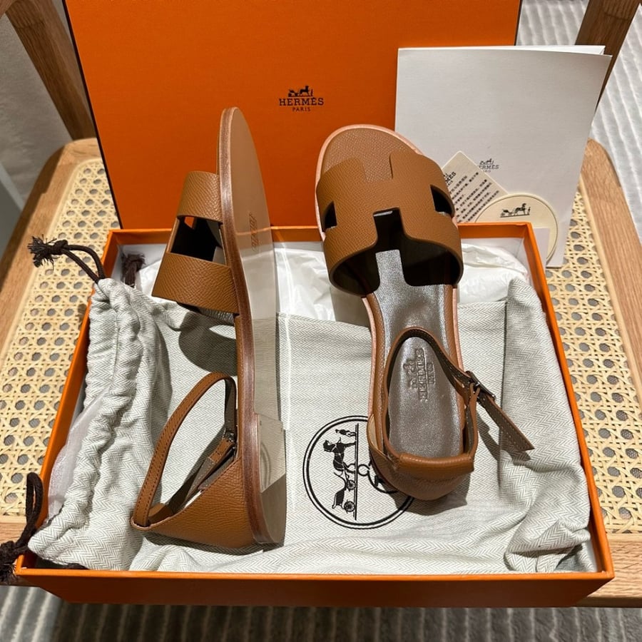 Hermes Santorini Gold Epsom Sandals