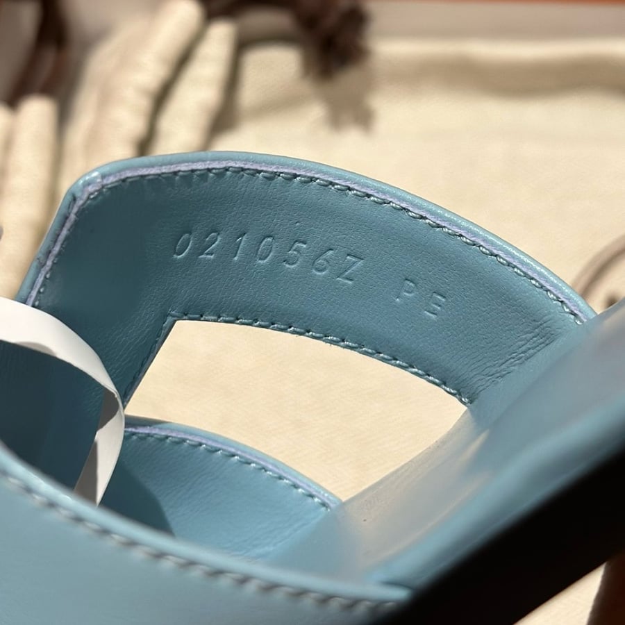 Hermès Oran blue Swift Sandals