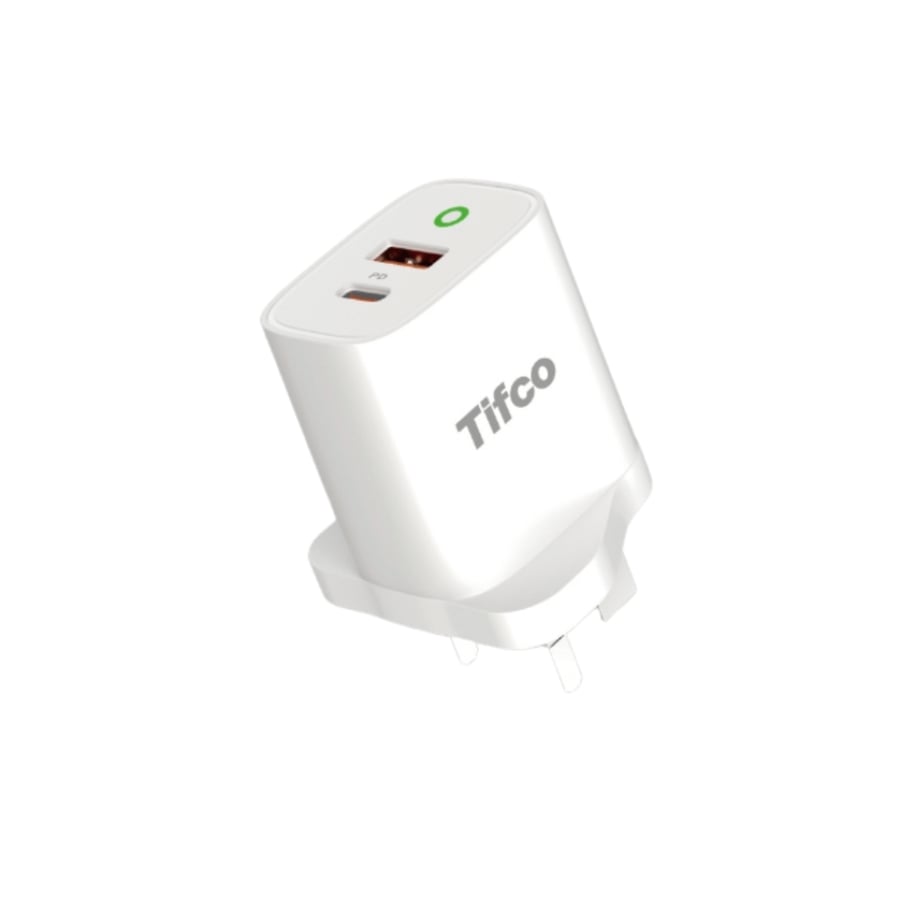 شاحن جداري سريع PD + QC3.0 ثنائي المنافذ م/ TFC004 ماركة تيفكو