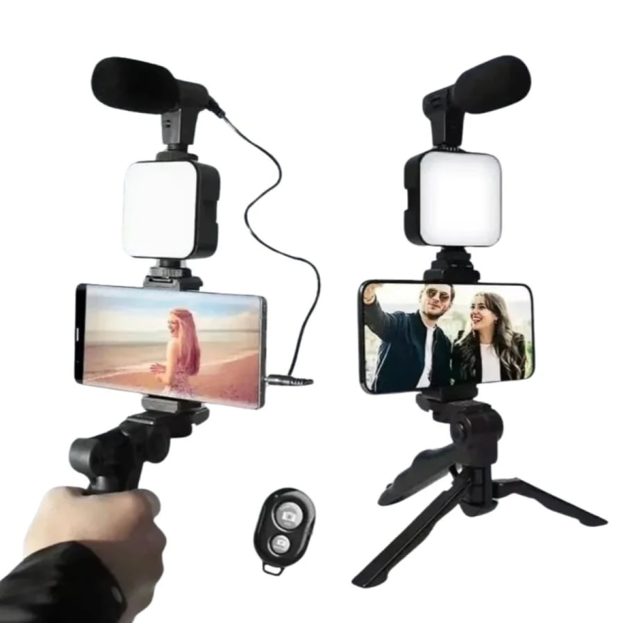 طقم تصوير فيديو احترافي للموبايل مع إضاءة LED وميكروفون م/AY-49