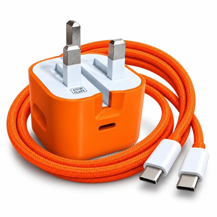 عرض 2 شاحن جداري 40 واط مع 2 كيبل Type-C إلى Type-C