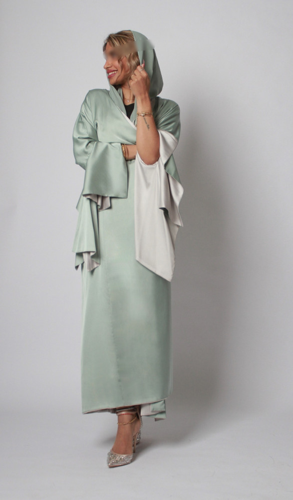Double-sided green and gray abaya