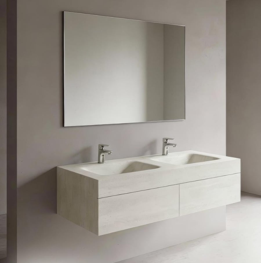 Porcelain sink 120cm hot bending with sliding door OS206 size 120cm color travertino light gray