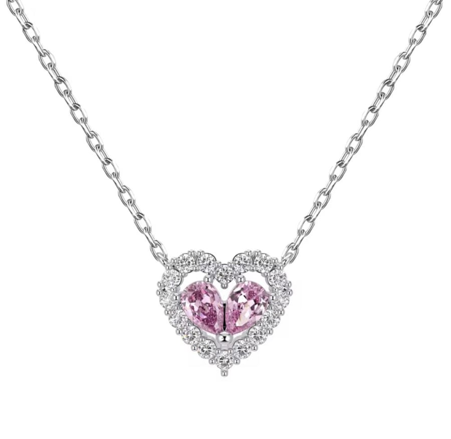 Pink heart necklace