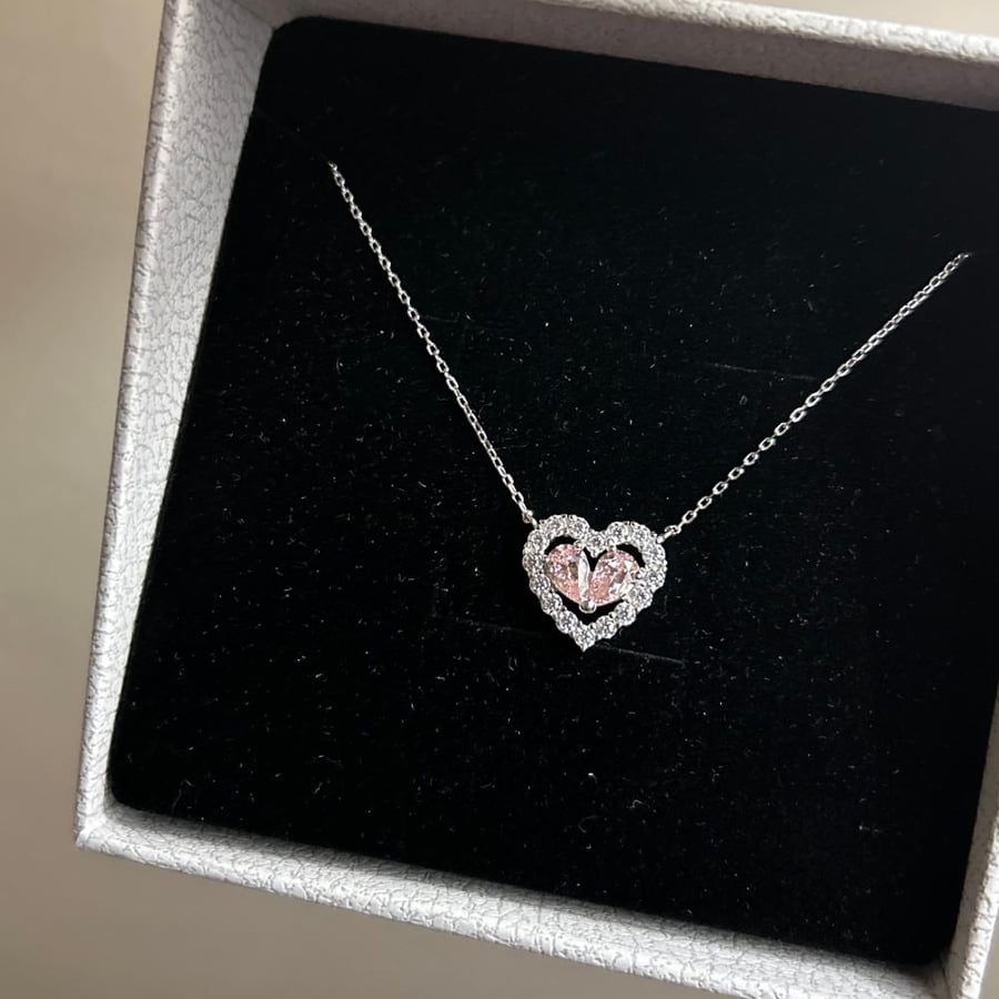 Pink heart necklace