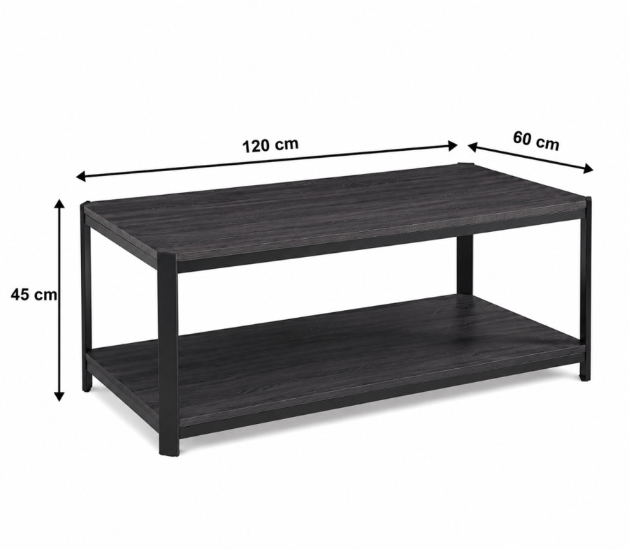 طقم شاي خشبي مستطيل 1+6 رمادي داكن