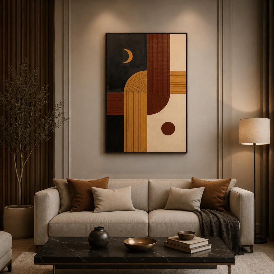 لوحة ديكور مودرن بإطار أسود مقاس 80 × 120 سم