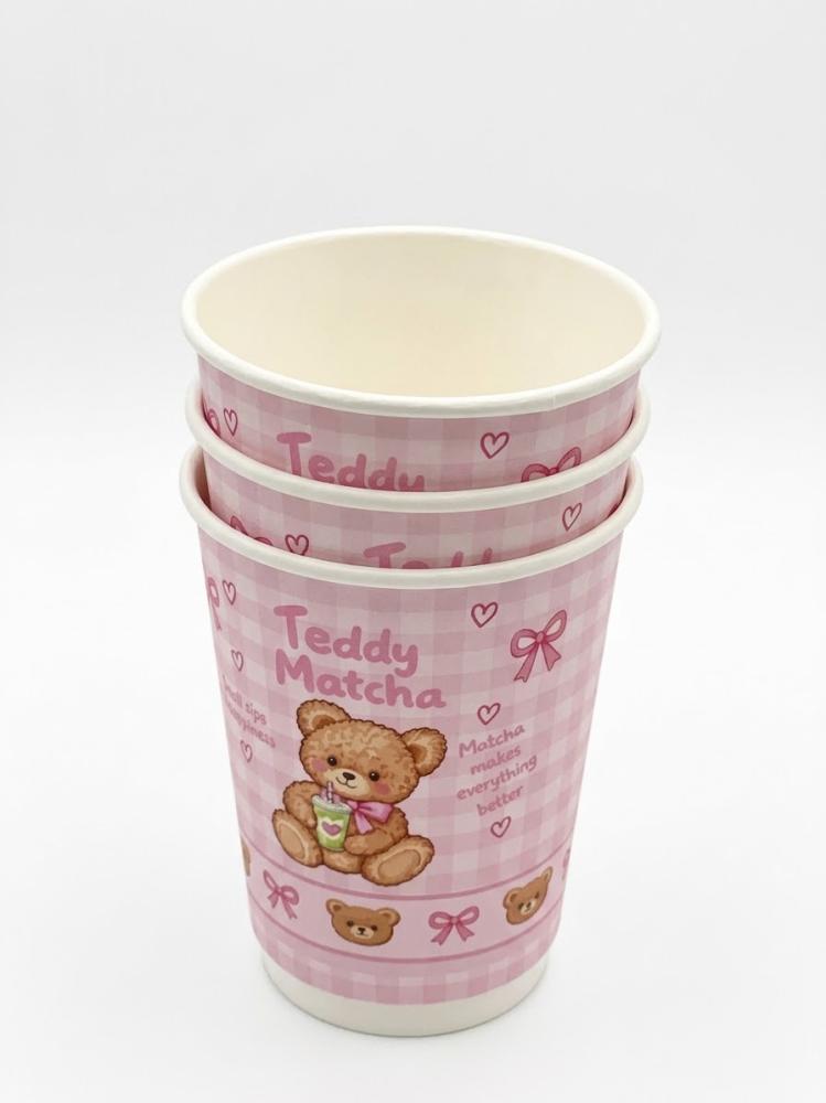 أكواب ورقيه بشعار Teddy Matcha