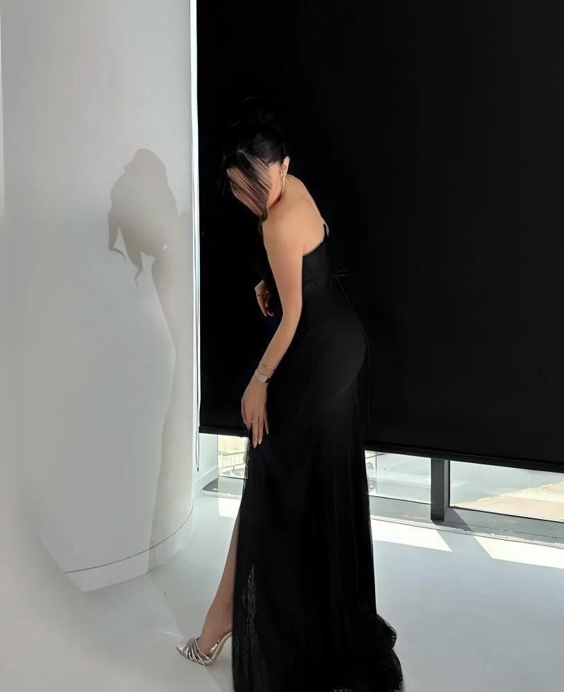 فستان سهرة اسود دانتيل انيق